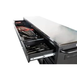 Husky 84 In. W X 24 In. D 18-Drawer Heavy-Duty Mobile Workbench With Stainless Steel Top In Matte Black -Husky Shop matte black with black trim mobile workbenches hotc8418bb1m 31 1000