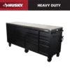 Husky 84 In. W X 24 In. D 18-Drawer Heavy-Duty Mobile Workbench With Stainless Steel Top In Matte Black -Husky Shop matte black with black trim mobile workbenches hotc8418bb1m 64 1000