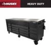 Husky Tool Storage 84 In. W X 24 In. D Heavy Duty Mobile Workbench Tool Chest With Stainless Steel Work Top In Matte Black -Husky Shop matte black with black trim mobile workbenches hotc8422bb1m 64 1000