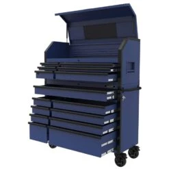 Husky Heavy-Duty 52 In. W 15-Drawer Matte Blue Steel Rolling Tool Chest Combo -Husky Shop matte blue husky tool chest combos h52ch6tr9hdv4bl 40 1000
