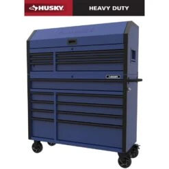 Husky Heavy-Duty 52 In. W 15-Drawer Matte Blue Steel Rolling Tool Chest Combo