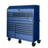 Husky 56 In. W X 22 In. D Heavy Duty 23-Drawer Combination Rolling Tool Chest And Top Tool Cabinet Set In Matte Blue -Husky Shop matte blue with black finishes husky tool chest combos hotc5623bl2s 64 1000