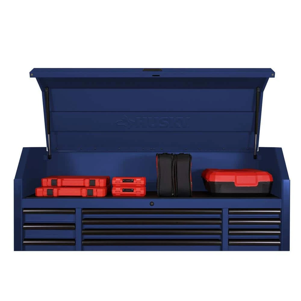 Husky 56 In. W X 22 In. D Heavy Duty 23-Drawer Combination Rolling Tool Chest And Top Tool Cabinet Set In Matte Blue 5 Husky 56 In. W X 22 In. D Heavy Duty 23-Drawer Combination Rolling Tool Chest And Top Tool Cabinet Set In Matte Blue - Image 5