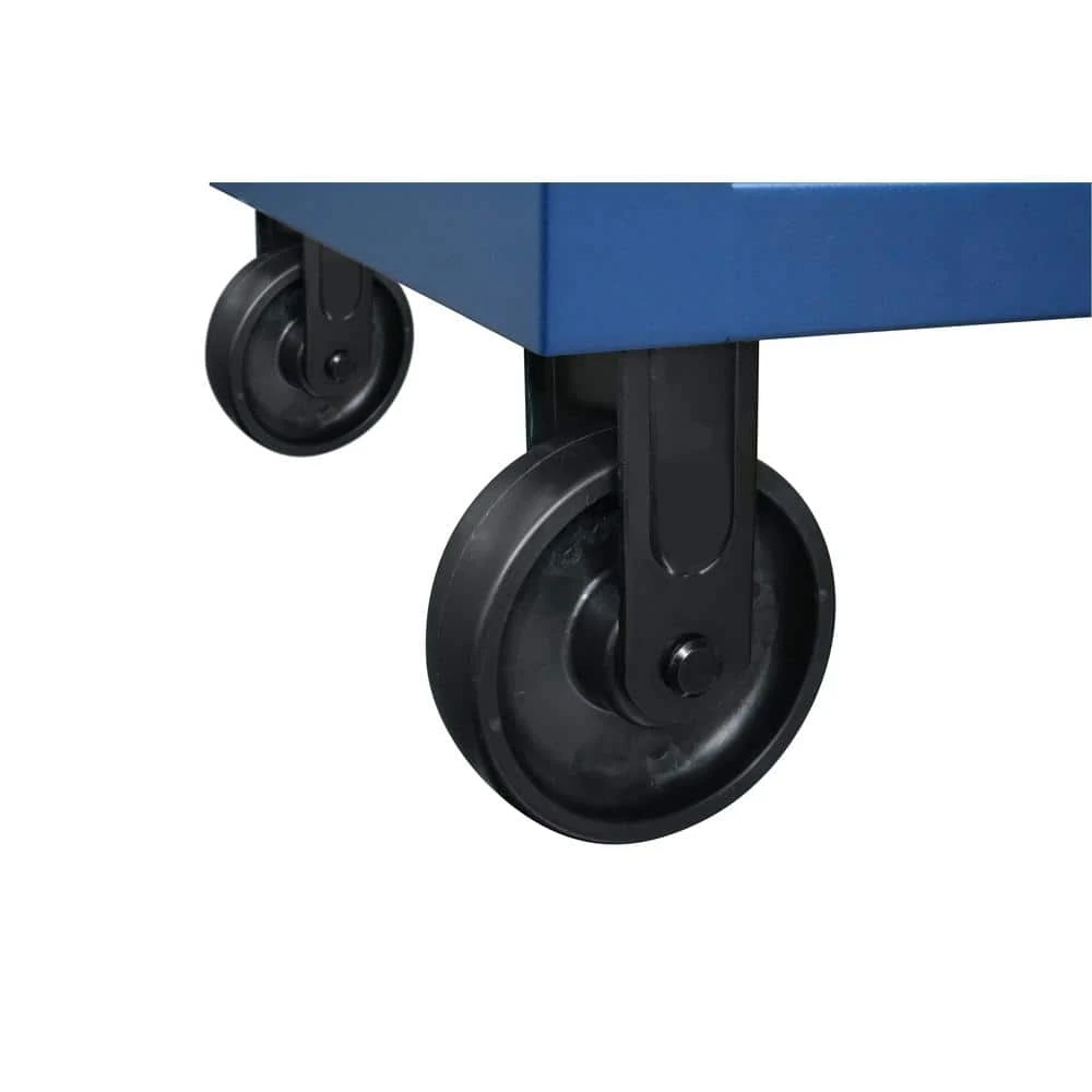 Husky 52 In. W X 25 In. D Heavy Duty 9-Drawer Mobile Workbench Tool Chest With Adjustable-Height Solid Wood Top In Matte Blue 12 Husky 52 In. W X 25 In. D Heavy Duty 9-Drawer Mobile Workbench Tool Chest With Adjustable-Height Solid Wood Top In Matte Blue - Image 12