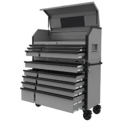 Husky Heavy-Duty 52 In. W 15-Drawer Matte Gray Steel Rolling Tool Chest Combo -Husky Shop matte gray husky tool chest combos h52ch6tr9hdv4gr 40 1000