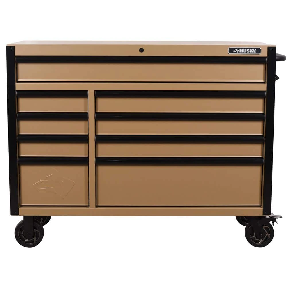 Husky Heavy Duty 52 In. W 9-Drawer Matte Tan Rolling Tool Cabinet 3 Husky Heavy Duty 52 In. W 9-Drawer Matte Tan Rolling Tool Cabinet - Image 3