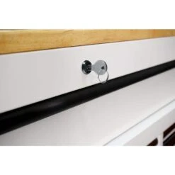 Husky Tool Storage 72 In. W X 24 In. D 18-Drawer Heavy Duty Adjustable Height Mobile Workbench Cabinet In Matte White -Husky Shop matte white with black trim husky mobile workbenches holc7218bt1m 44 1000