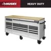 Husky Tool Storage 72 In. W X 24 In. D 18-Drawer Heavy Duty Adjustable Height Mobile Workbench Cabinet In Matte White -Husky Shop matte white with black trim husky mobile workbenches holc7218bt1m 64 1000