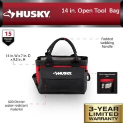 Husky 14 In. Open Tool Bag With 15 Pockets -Husky Shop multi colored husky tool bags hd60088a th e1 1000