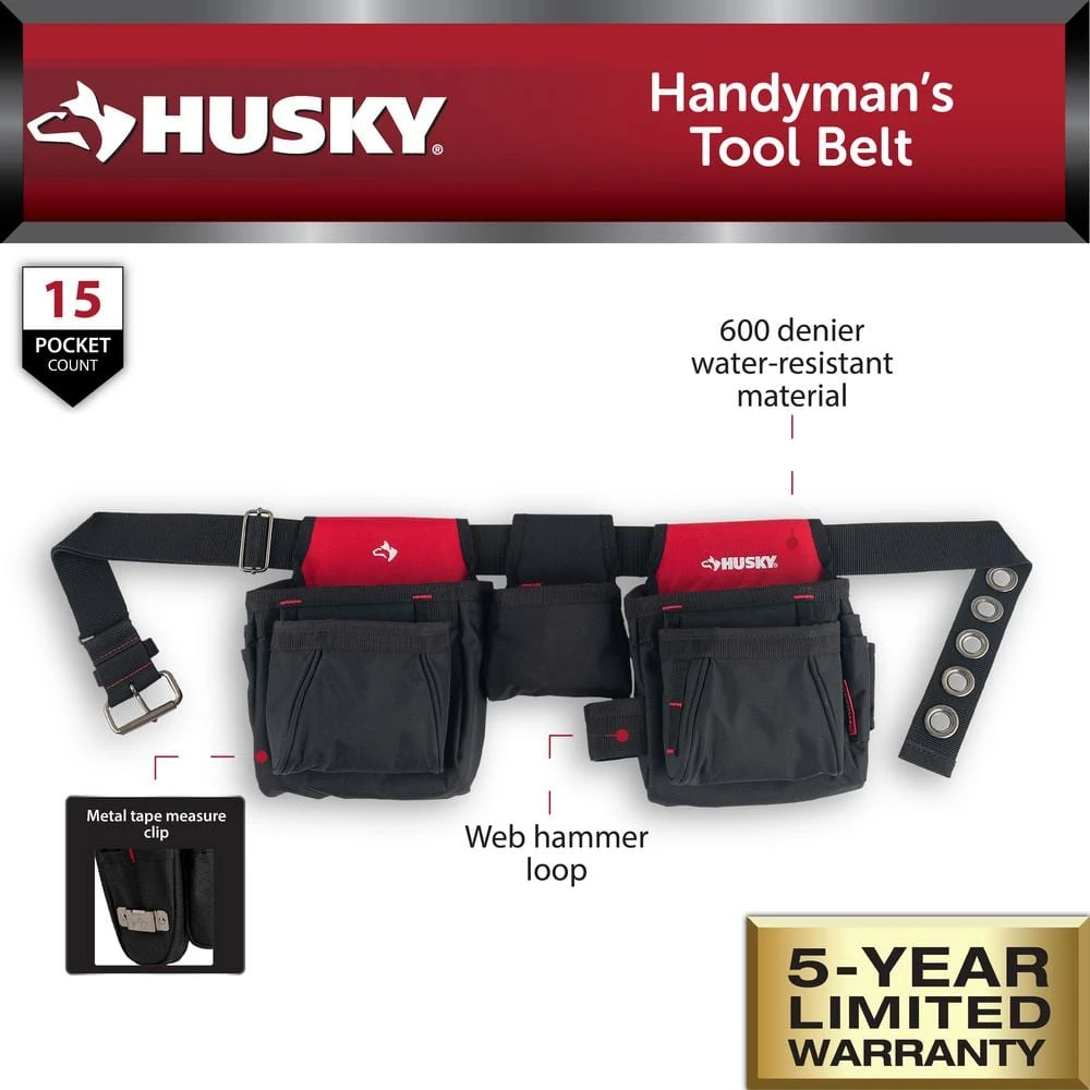 Husky Handyman 2-Bag Work Tool Belt 2 Husky Handyman 2-Bag Work Tool Belt - Image 2