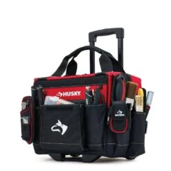 Husky 14 In. Rolling Tool Tote Bag -Husky Shop red and black husky tool bags gp 44316an13 c3 1000