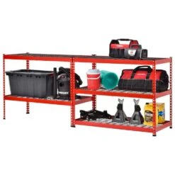 Husky 5-Tier Heavy Duty Steel Garage Storage Shelving Unit In Red (48 In. W X 78 In. H X 24 In. D) -Husky Shop red black husky freestanding shelving units mr482478w5 r 1d 1000