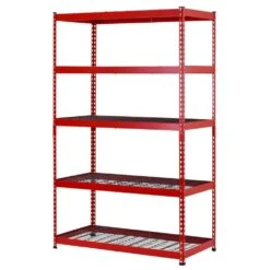 Husky 5-Tier Heavy Duty Steel Garage Storage Shelving Unit In Red (48 In. W X 78 In. H X 24 In. D) -Husky Shop red black husky freestanding shelving units mr482478w5 r 40 1000