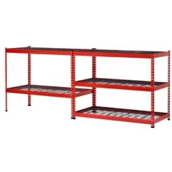 Husky 5-Tier Heavy Duty Steel Garage Storage Shelving Unit In Red (48 In. W X 78 In. H X 24 In. D) -Husky Shop red black husky freestanding shelving units mr482478w5 r 4f 1000