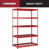 Husky 5-Tier Heavy Duty Steel Garage Storage Shelving Unit In Red (48 In. W X 78 In. H X 24 In. D) -Husky Shop red black husky freestanding shelving units mr482478w5 r 64 1000