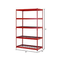 Husky 5-Tier Heavy Duty Steel Garage Storage Shelving Unit In Red (48 In. W X 78 In. H X 24 In. D) -Husky Shop red black husky freestanding shelving units mr482478w5 r a0 1000