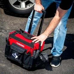 Husky 14 In. Rolling Tool Bag With Stackable 12 In. Tool Bag -Husky Shop red black husky tool bags hd650142 th bd 44 1000