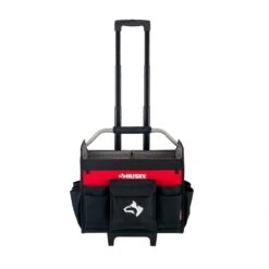 Husky 18 In. Rolling Open Tote Tool Bag With Extended Handle -Husky Shop red black husky tool bags hdroller th 1d 1000