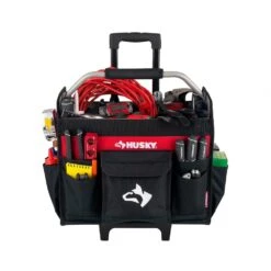 Husky 18 In. Rolling Open Tote Tool Bag With Extended Handle -Husky Shop red black husky tool bags hdroller th 40 1000