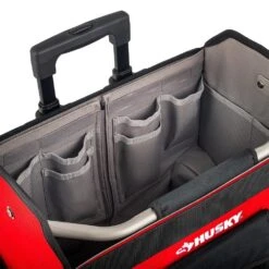 Husky 18 In. Rolling Open Tote Tool Bag With Extended Handle -Husky Shop red black husky tool bags hdroller th 44 1000
