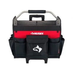 Husky 18 In. Rolling Open Tote Tool Bag With Extended Handle