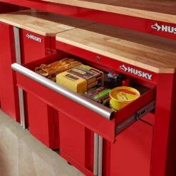Husky Ready-to-Assemble 24-Gauge Steel 1-Drawer 2-Door Garage Base Cabinet In Red (28 In. W X 32.8 In. H X 18.3 In. D) -Husky Shop red husky free standing cabinets g2801br us 1d 1000