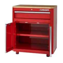 Husky Ready-to-Assemble 24-Gauge Steel 1-Drawer 2-Door Garage Base Cabinet In Red (28 In. W X 32.8 In. H X 18.3 In. D) -Husky Shop red husky free standing cabinets g2801br us 66 1000
