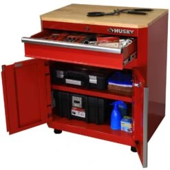Husky Ready-to-Assemble 24-Gauge Steel 1-Drawer 2-Door Garage Base Cabinet In Red (28 In. W X 32.8 In. H X 18.3 In. D) -Husky Shop red husky free standing cabinets g2801br us 77 1000