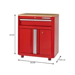 Husky Ready-to-Assemble 24-Gauge Steel 1-Drawer 2-Door Garage Base Cabinet In Red (28 In. W X 32.8 In. H X 18.3 In. D) -Husky Shop red husky free standing cabinets g2801br us a0 1000