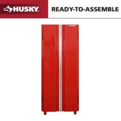 Husky Ready-to-Assemble 24-Gauge Steel Freestanding Garage Cabinet In Red (30.5 In. W X 72 In. H X 18.3 In. D)