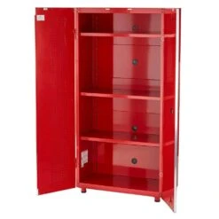 Husky Ready-to-Assemble 24-Gauge Steel Freestanding Garage Cabinet In Red (36.6 In. W X 72 In. H X 18.3 In. D) -Husky Shop red husky free standing cabinets g3602tr us 1d 1000