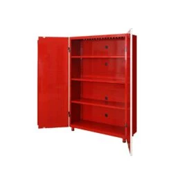 Husky Ready-to-Assemble 24-Gauge Steel Freestanding Garage Cabinet In Red (48 In. W X 72 In. H X 18.3 In. D) -Husky Shop red husky free standing cabinets g4802tr us 44 1000