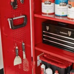 Husky Ready-to-Assemble 24-Gauge Steel Freestanding Garage Cabinet In Red (48 In. W X 72 In. H X 18.3 In. D) -Husky Shop red husky free standing cabinets g4802tr us 66 1000