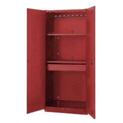 Husky Heavy Duty 36 In. W X 81 In. H X 24 In. D 20-Gauge 3-Shelf Steel Freestanding Garage Storage Cabinet In Red -Husky Shop red husky free standing cabinets ha3f362481 vr 1d 1000