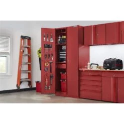 Husky Heavy Duty 36 In. W X 81 In. H X 24 In. D 20-Gauge 3-Shelf Steel Freestanding Garage Storage Cabinet In Red -Husky Shop red husky free standing cabinets ha3f362481 vr 31 1000