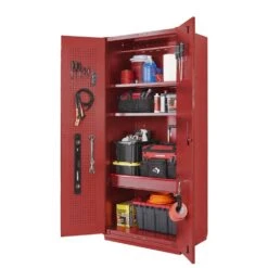 Husky Heavy Duty 36 In. W X 81 In. H X 24 In. D 20-Gauge 3-Shelf Steel Freestanding Garage Storage Cabinet In Red -Husky Shop red husky free standing cabinets ha3f362481 vr 66 1000