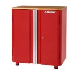 Husky Ready-to-Assemble 23-gauge Steel 2-Door Garage Base Cabinet In Red (28 In. W X 32 In. H X 18 In. D)