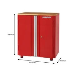 Husky Ready-to-Assemble 23-gauge Steel 2-Door Garage Base Cabinet In Red (28 In. W X 32 In. H X 18 In. D) -Husky Shop red husky free standing cabinets home28xdb22 a0 1000