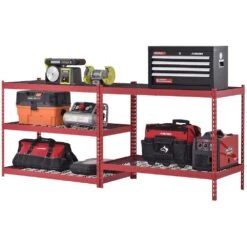 Husky 5-Tier Heavy Duty Boltless Steel Garage Storage Shelving Unit In Red (48 In. W X 78 In. H X 24 In. D) -Husky Shop red husky freestanding shelving units n2r482478w5r a0 1000
