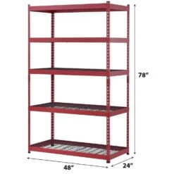 Husky 5-Tier Heavy Duty Boltless Steel Garage Storage Shelving Unit In Red (48 In. W X 78 In. H X 24 In. D) -Husky Shop red husky freestanding shelving units n2r482478w5r c3 1000