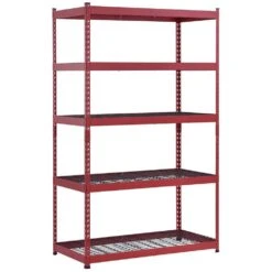 Husky 5-Tier Heavy Duty Boltless Steel Garage Storage Shelving Unit In Red (48 In. W X 78 In. H X 24 In. D) -Husky Shop red husky freestanding shelving units n2r482478w5r d4 1000
