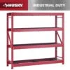 Husky 4-Shelf Metal Industrial Duty Freestanding Garage Storage Shelving Unit In Red (77 In. W X 72 In. H X 24 In. D)