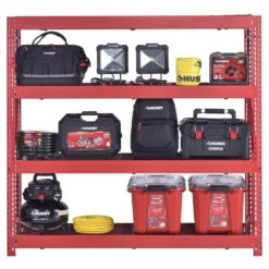 Husky 4-Shelf Metal Industrial Duty Freestanding Garage Storage Shelving Unit In Red (77 In. W X 72 In. H X 24 In. D) -Husky Shop red husky freestanding shelving units n2w772472w4r a0 1000
