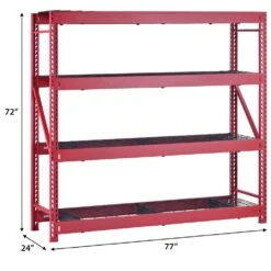Husky 4-Shelf Metal Industrial Duty Freestanding Garage Storage Shelving Unit In Red (77 In. W X 72 In. H X 24 In. D) -Husky Shop red husky freestanding shelving units n2w772472w4r c3 1000