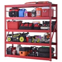 Husky 5-Shelf Metal Industrial Duty Freestanding Garage Storage Shelving Unit In Red (90 In. W X 90 In. H X 24 In. D) -Husky Shop red husky freestanding shelving units n2w902490w5r 40 1000