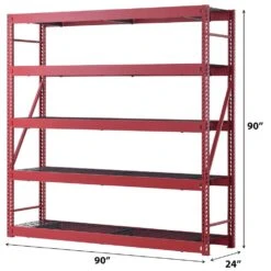 Husky 5-Shelf Metal Industrial Duty Freestanding Garage Storage Shelving Unit In Red (90 In. W X 90 In. H X 24 In. D) -Husky Shop red husky freestanding shelving units n2w902490w5r c3 1000
