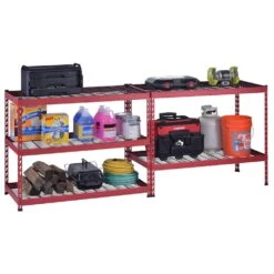 Husky 5-Shelf Metal Heavy-Duty Adjustable Garage Storage Shelving Unit In Red (48 In. W X 78 In. H X 24 In. D) -Husky Shop red husky freestanding shelving units n3r482478w5r 1f 1000