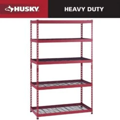 Husky 5-Shelf Metal Heavy-Duty Adjustable Garage Storage Shelving Unit In Red (48 In. W X 78 In. H X 24 In. D)
