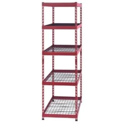 Husky 5-Shelf Metal Heavy-Duty Adjustable Garage Storage Shelving Unit In Red (48 In. W X 78 In. H X 24 In. D) -Husky Shop red husky freestanding shelving units n3r482478w5r 76 1000