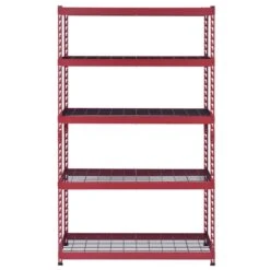 Husky 5-Shelf Metal Heavy-Duty Adjustable Garage Storage Shelving Unit In Red (48 In. W X 78 In. H X 24 In. D) -Husky Shop red husky freestanding shelving units n3r482478w5r fa 1000